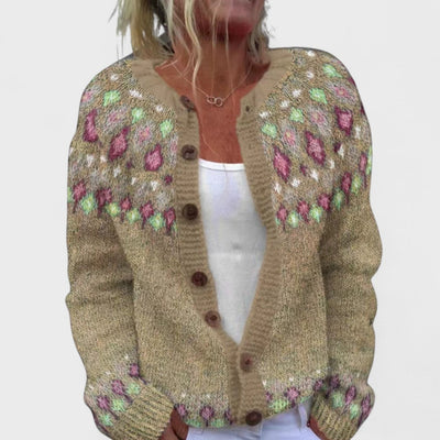 Lianne - Cardigan a maglia larga a fantasia chic