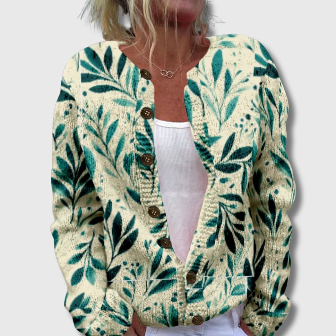 Nicolette – Cardigan elegante con motivo a foglie